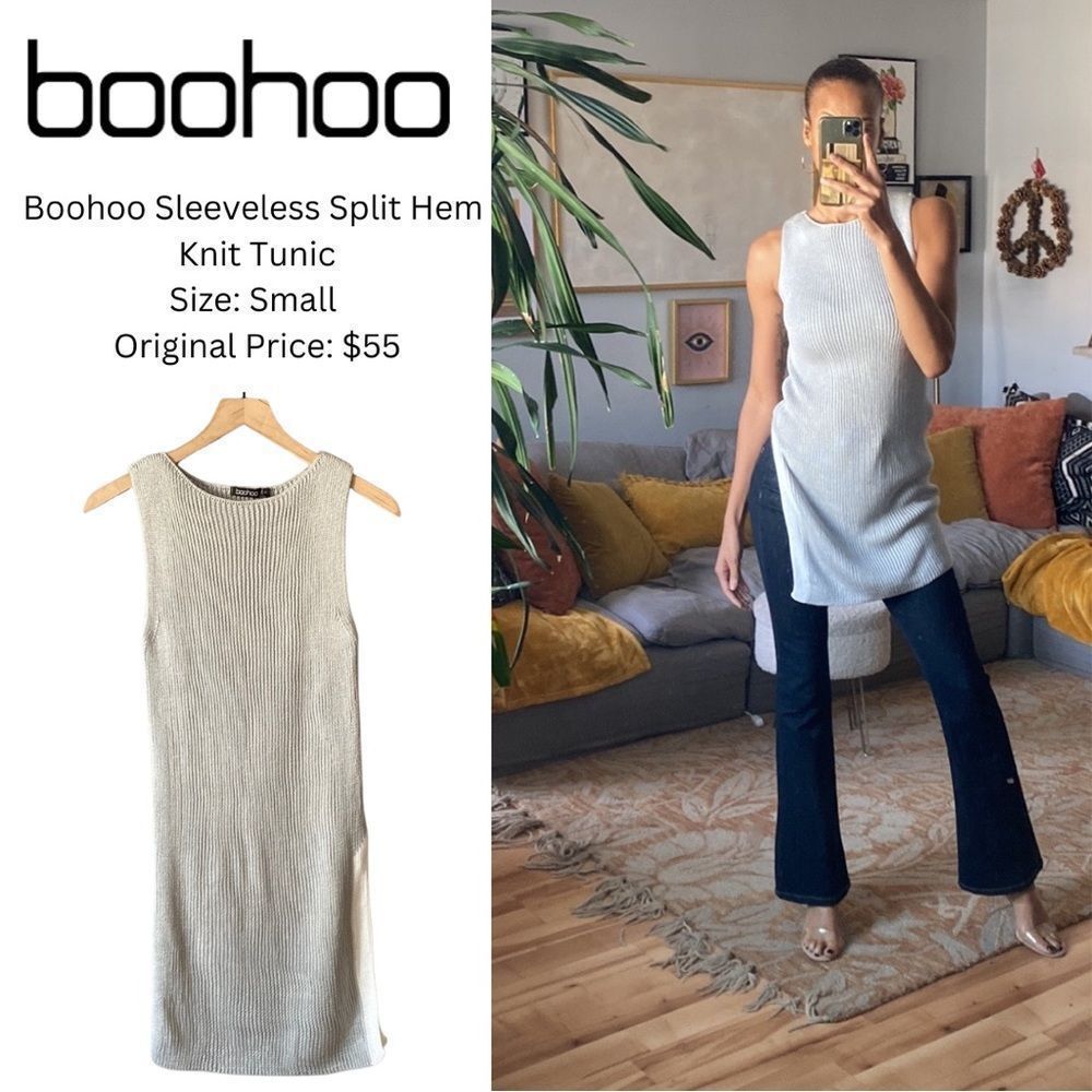 Boohoo Sleeveless Split Hem Knit Tunic